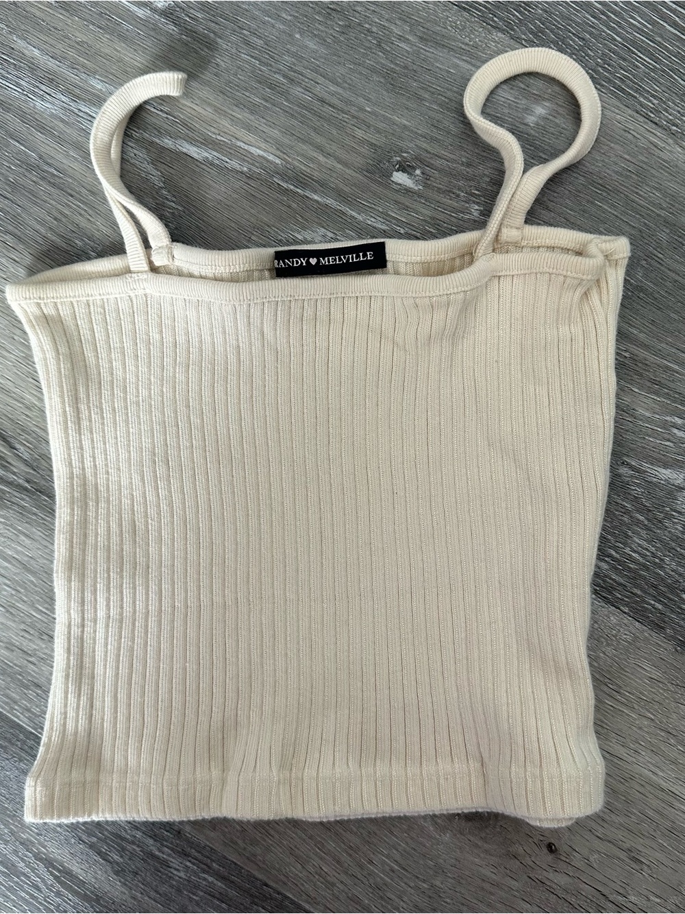 Brandy Melville Cream Ribbed Tank Top